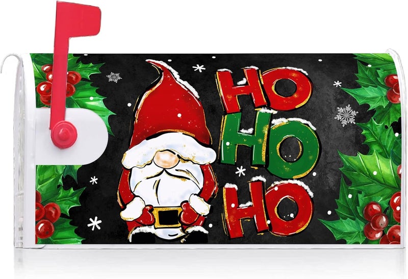 Texupday Ho Ho Ho Santa Christmas Gnome Snowflakes Decoration Mailbox Cover With Magnetic Strip Winter Holiday Mailbox Wraps Post Letter Box Cover Standard Size 21" X 18" for Garden Outdoor Yard Decor - Image 2